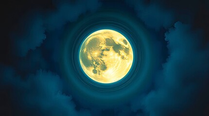 Wall Mural - Classic oil painting style bioluminescent moon glowing from a low angle, dramatic natural light effect, bright light