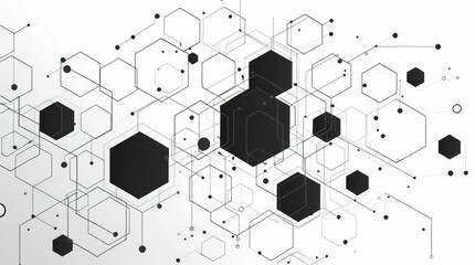 Wall Mural - Abstract network background hexagons and lines for technology and science design use case