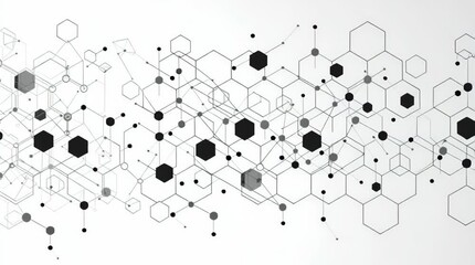 Wall Mural - Abstract network connection background with hexagons and dots for technology design use