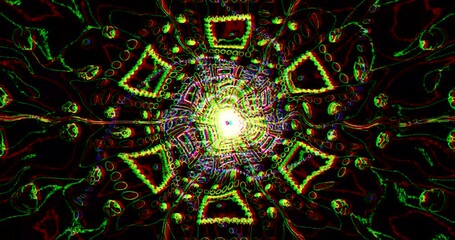 Wall Mural - A captivating visual loop features a tunnel of swirling patterns and brilliant colors. It creates an immersive experience, perfect for screensavers or visual art projections.