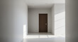 © Saronah - Minimalist Interior Design: White Walls, Light Floor, and Elegant Brown Wooden Door