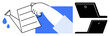 © robu_s - Hand pouring water from watering can toward laptops, representing nurturing ideas, growth, and digital care. Ideal for innovation, technology, education, development, sustainability strategy