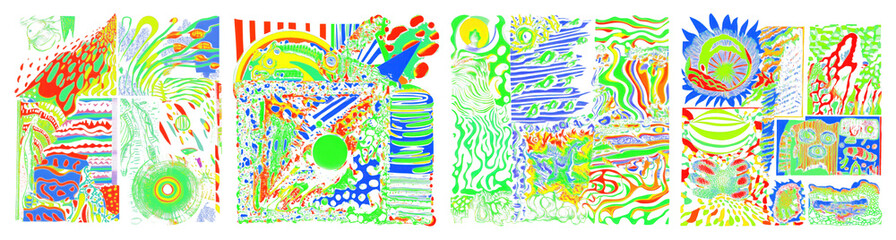 Wall Mural - PNG Vibrant abstract digital art, element set on transparent background