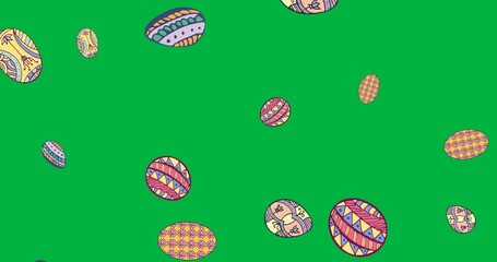 Wall Mural - Digital animation of colorful decorative easter eggs icons falling against transparent background