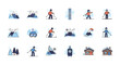 © Rubell - A Collection of Winter Sports and Mountain Icons Representing Skiing and Snow Activities.