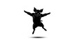 © Ifin Atlast - Humorous silhouette of a muscular pig figure jumping with arms outstretched against a clean white