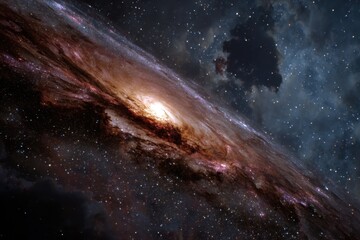 Wall Mural - Vibrant galaxy background with swirling cosmic clouds and radiant stars illuminated against a dark, expansive universe