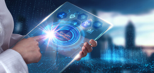 Wall Mural - Business, Technology, Internet and network concept. Quality Assurance service guarantee standard.