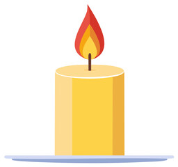 Wall Mural - Burning Candle with Bright Flame Vector Illustration for Festive Decorations and Spiritual Concepts