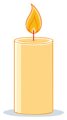 Wall Mural - Animated candle with a burning flame, decorative, illustration.