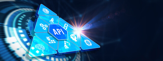 API - Application Programming Interface. Software development tool. Business, modern technology, internet and networking concept. 3d illustration