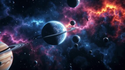 Wall Mural - Space Nebula Planets Galaxy Background Cosmic Art Universe