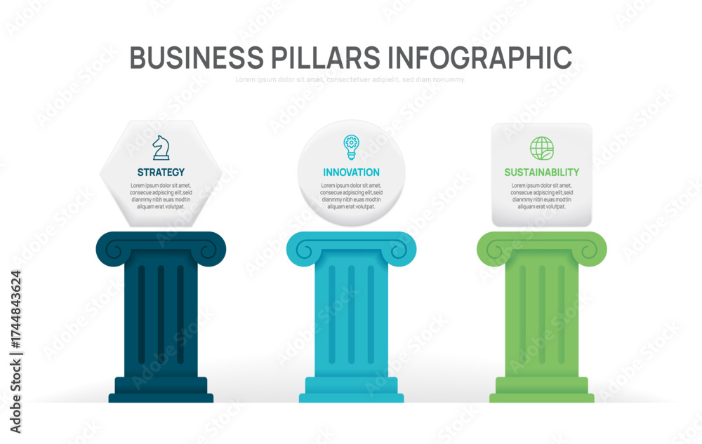 Pillars framework Infographic diagram chart template for business ...