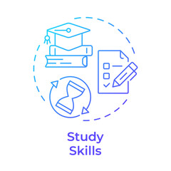 Wall Mural - Study skills blue gradient concept icon. Strategies and techniques of effective learning. Life competencies. Round shape line illustration. Abstract idea. Graphic design. Easy to use in article