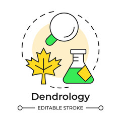 Wall Mural - Dendrology multi color concept icon. Nature science, biotechnology. Ecology, environment. Round shape line illustration. Abstract idea. Graphic design. Easy to use in brochure, booklet