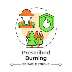 Wall Mural - Prescribed burning multi color concept icon. Wildfire control. Fire hazard, emergency. Round shape line illustration. Abstract idea. Graphic design. Easy to use in brochure, booklet