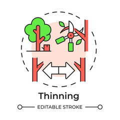 Wall Mural - Thinning multi color concept icon. Ecosystem health, environment. Forest sustainability. Round shape line illustration. Abstract idea. Graphic design. Easy to use in brochure, booklet