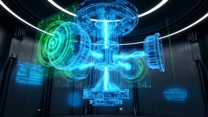 Futuristic Technology Core Energy Generator in Motion Loop Animation Scene Background