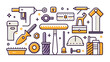 © sajida - construction icons set tools  ,illustration outline isolated on white background