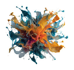 Wall Mural - Vibrant paint splash abstract design digital creation isolated on transparent background