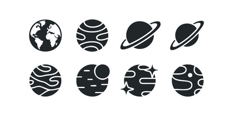 Wall Mural - Collection of Planetary and Celestial Body Icons