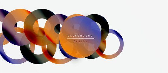 Wall Mural - Abstract colorful circles overlap. Modern design features gradients, smooth transitions, dynamic composition. Minimalist background enhances visual impact.
