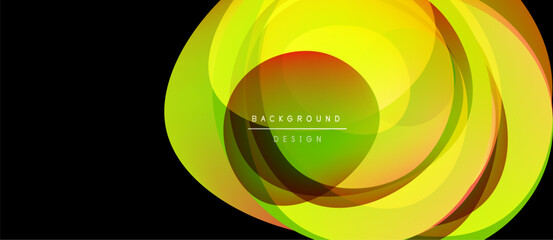 Wall Mural - Abstract dynamic composition. Bright yellow, orange, green layers create swirling effect. Modern design element for backgrounds.