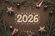 © PRO STOCK'S - christmas decoration on wooden background with 2026 text in center