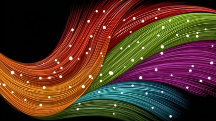 Canvas Print - Dynamic Kaleidoscopic Data Stream Interplay in Digital Network Tapestry for Art and Finance