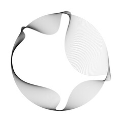 Wall Mural - Abstract circle round frame by lines wavy flowing black gradient isolated on transparent background. Vector in concept modern, technology, science, music.
