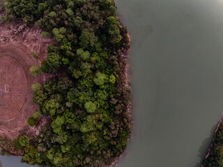 Wall Mural - Beautiful sky over lake or pond Aerial view landscape
