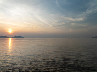 Wall Mural - Beautiful sky sunset or sunrise clouds over sea nature background