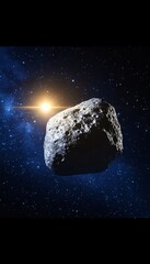 Wall Mural - a stunning cosmic scene of a bright asteroid gliding through deep space near a shining star