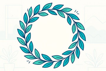 Wall Mural - Circular leafy frame illustration with clean background and empty center space for branding or mockup design in creative presentation style. Ai generative