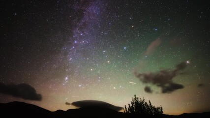 Wall Mural - Milky Way stars on a dark countryside skies. Time-lapse video.