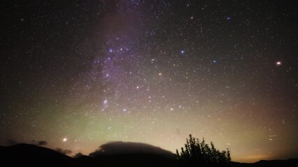 Wall Mural - Milky Way stars on a dark countryside skies. Time-lapse video.