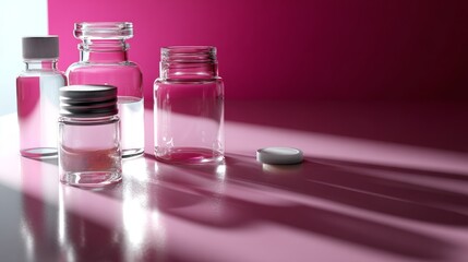 Glass bottles styled artistic minimal modern composition design arrangement cosmetic inspiration clean elegant display