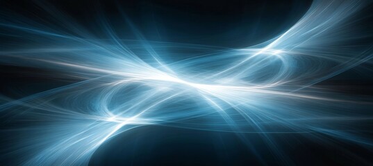 Canvas Print - Digital Render of Wavy Fluorescent Icy Blue Patterns Flowing Energy in a Dynamic Wave Design