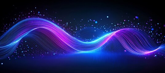 Wall Mural - Dynamic Technology Background with Flowing Purple and Blue Light Streams for Data Transfer Visuals