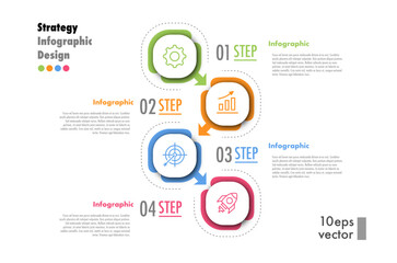 Wall Mural - Infographic progress template 4 option or step 3d color style for start up, logic analysis, presentation, business strategy, theory basic operation vector 10 eps
