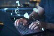 © Din Nasahrudin - Business process automation BPA and robotic process automation RPA systems. API automation and data transfer with system integration. Businessman using laptop computer.