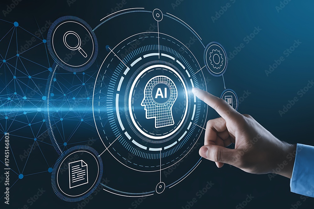 AI agent and generative artificial intelligence. Robotic processes ...
