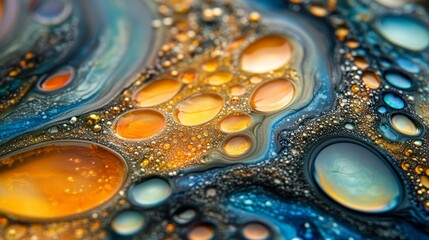Wall Mural - Abstract colored bubbles and oil stains, suitable for cover designs and backgrounds in creative projects.