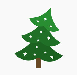 Wall Mural - Cute Christmas tree icon with stars. Vector illustration.