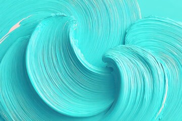 Wall Mural - Vibrant turquoise paint creates a dynamic abstract with textured swirls and energetic flow.