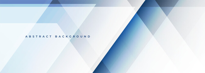 Wall Mural - Abstract modern white banner background with blue shadow lines and diagonal geometric shapes. Wide vector illustration