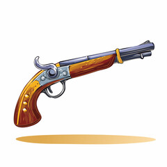 Antique pistol with transparent background