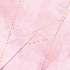 Wall Mural - Light pink grunge geometric background with golden lines. Vector retro design