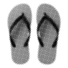 Halftone pattern black flip flops illustration on white background