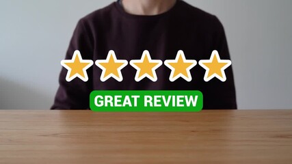 Wall Mural - Man Giving Good Review - Complete 5 Stars Feedback. - closeup shot